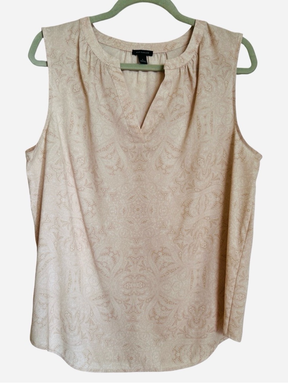 Ann Taylor LOFT Paisley Tank Shell With Notch Collar SZ Large